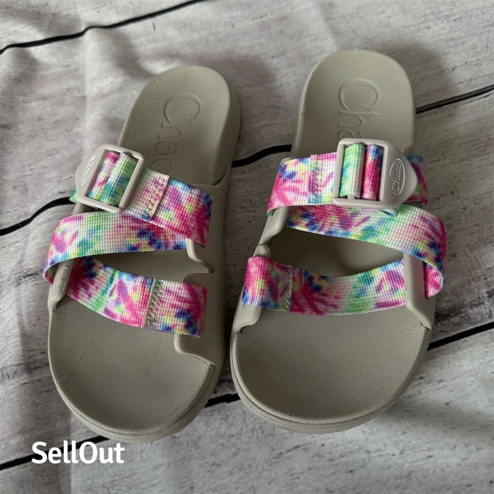 Chaco Women's Chillos Slide Sandals Size 7 Multicolor Tie Dye Casual